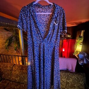 Blue and White Patterned Dress